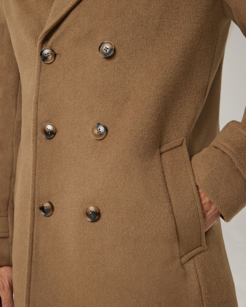 Relaxed fit double breasted peacoat, Taupe, hi-res